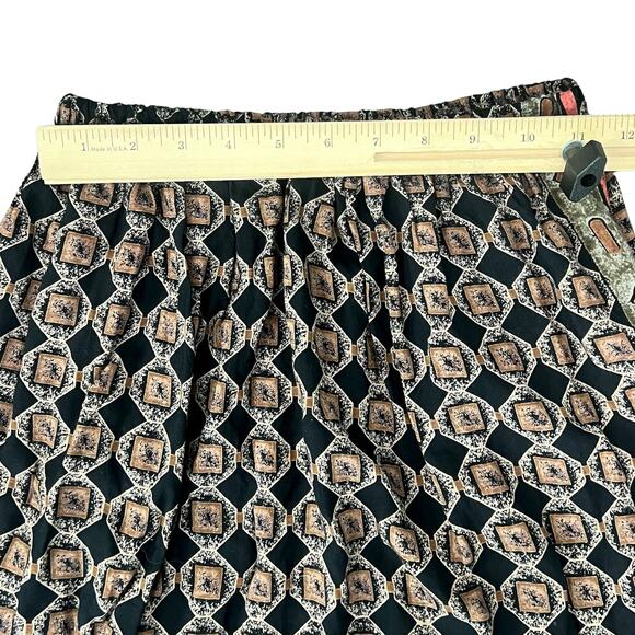 Vintage Brown Red Geometric Button Up Short Sleeve Top Skirt Suit Set size M - Picture 7 of 16